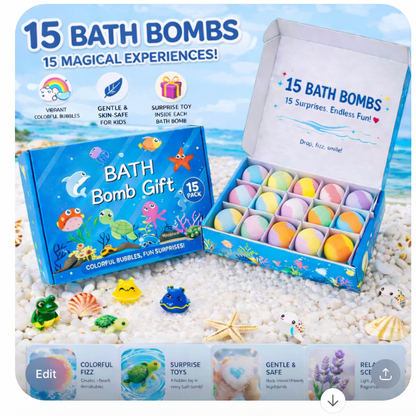 Kids Bath Bombs with Surprise Toy Inside (15 Pack)
