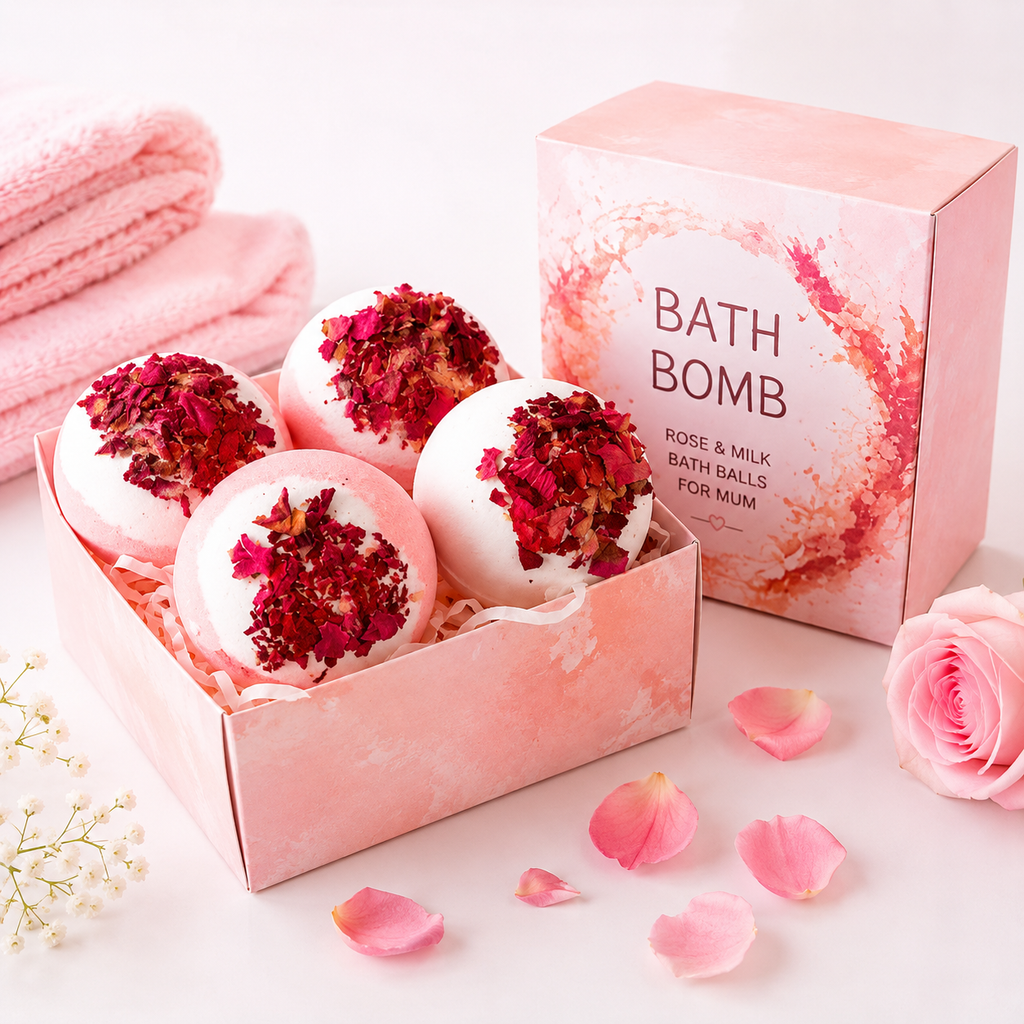 Luxury rose and milk bath balls for a spa-like soak